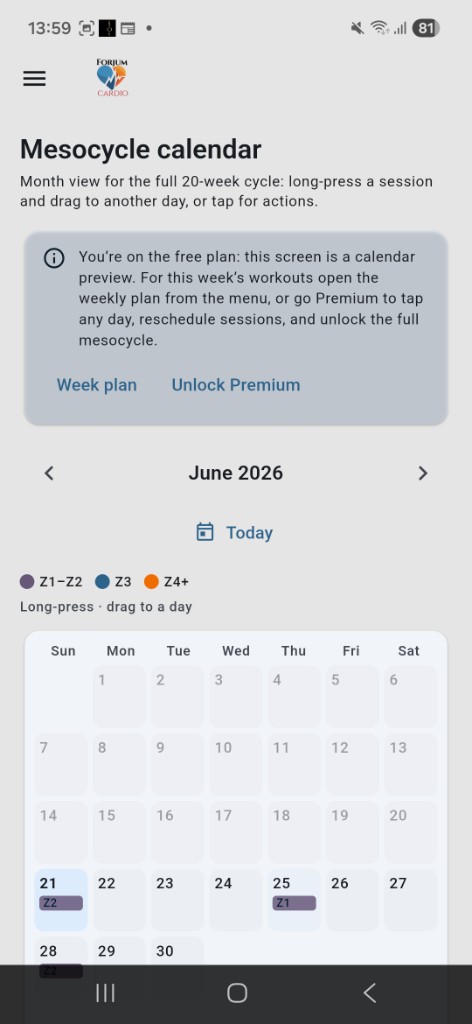 Mesocycle calendar on Android