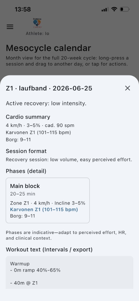 Session detail on iPhone